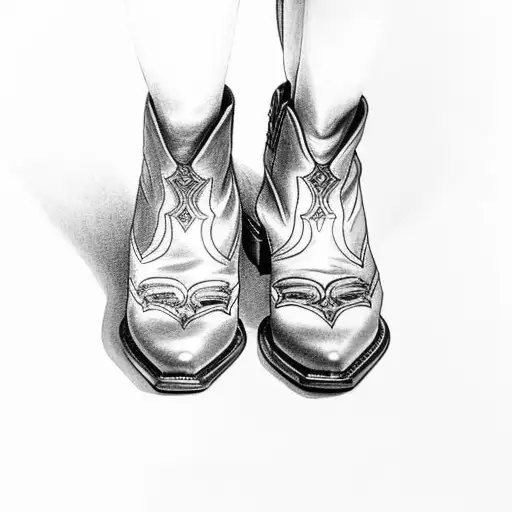 An alluring woman with a cowboy hat and cowboy boots in a seductive pose tattoo design idea