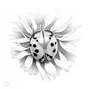 ladybug on sunflower tattoo design idea