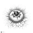 ladybug on sunflower tattoo design idea