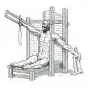 spermatozoon beheaded by guillotine tattoo design idea