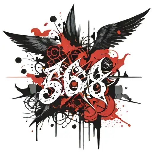 gothic 666 number tattoo design idea