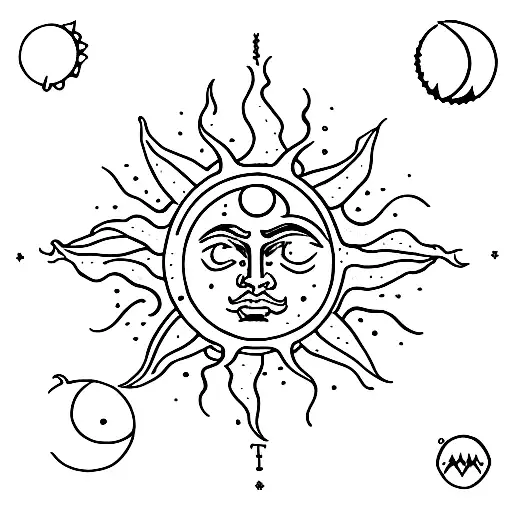 tarot-cards "the sun", "the hanged", and "the Moon" tattoo design idea