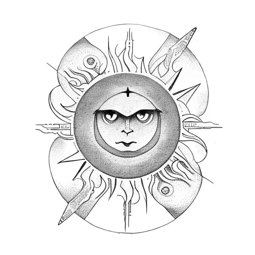 tarot-cards "the sun", "the hanged", and "the Moon" tattoo design idea