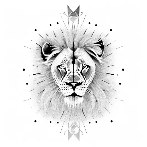 A cricket ball with a lion's face and tail tattoo design idea