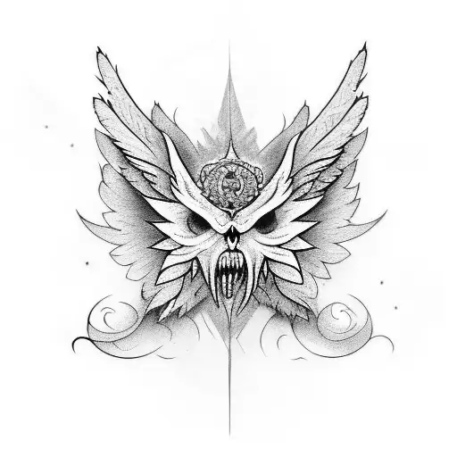 Gargola con las alas abiertas tattoo design idea