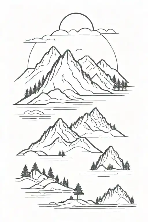 Japan South Korea Canada mountain family tattoo design idea