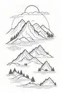 Japan South Korea Canada mountain family tattoo design idea