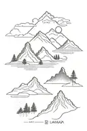 Japan South Korea Canada mountain family tattoo design idea