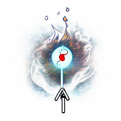 stickman pouring gas over fire tattoo design idea