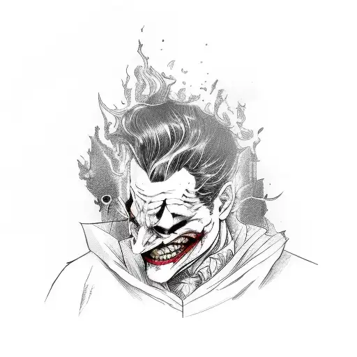 joker card burned with DC joker on it tattoo design idea