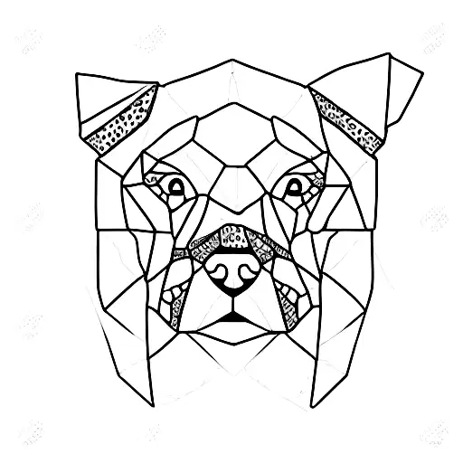 Minimalist outline of a dog's face made up of coffee beans tattoo design idea