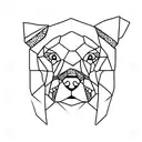 Minimalist outline of a dog's face made up of coffee beans tattoo design idea