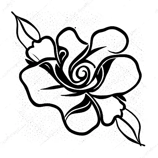 swirly feminine flower anklet tattoo design idea