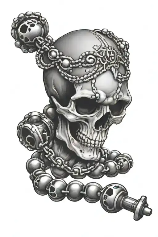 skull rosary wrapped tattoo design idea