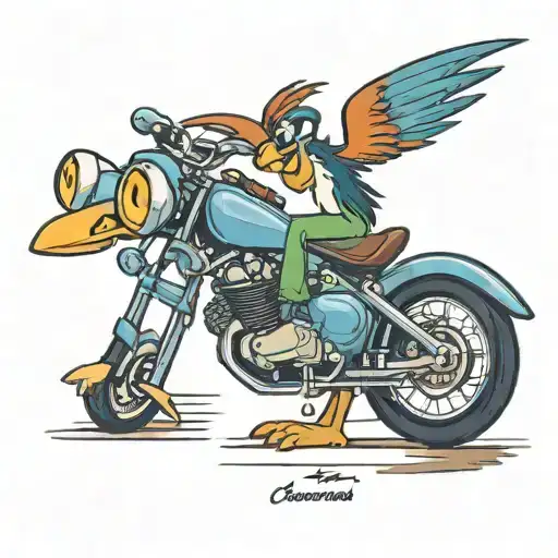 looney tunes road runner and kawasaki motorcycle tattoo design idea
