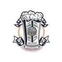 pint of beer next to a ziplock bag tattoo design idea