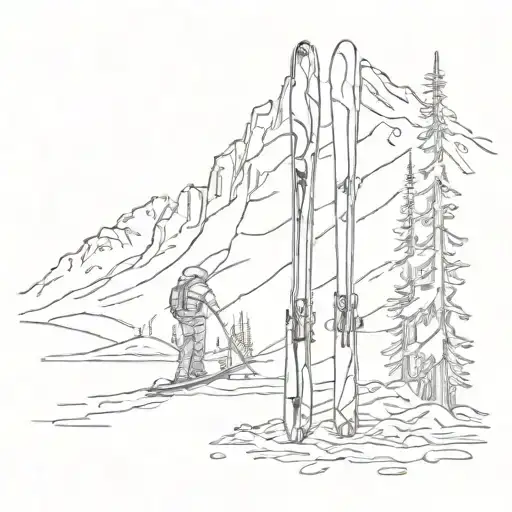skis in Alaska tattoo design idea
