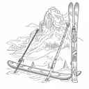 skis in Alaska tattoo design idea