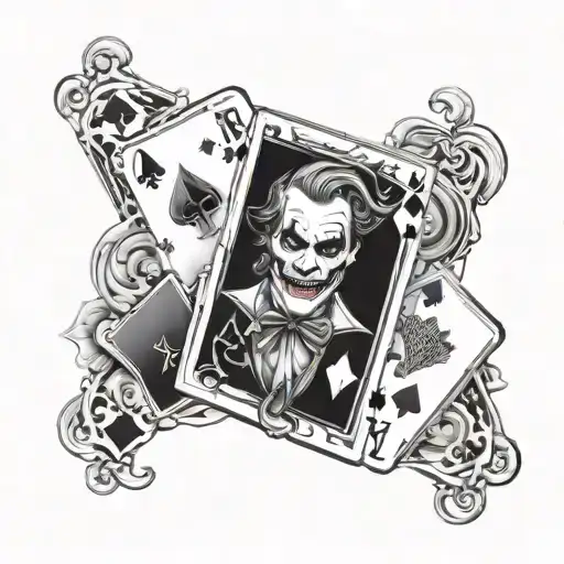 Joker Card and 4 aces tattoo design idea