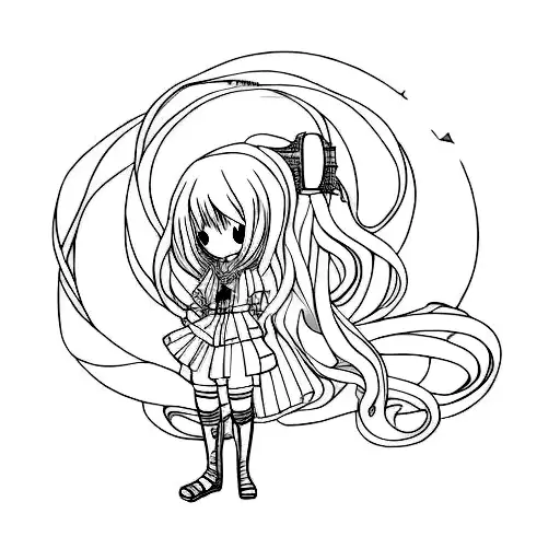 Anime character in a disciplined pose tattoo design idea