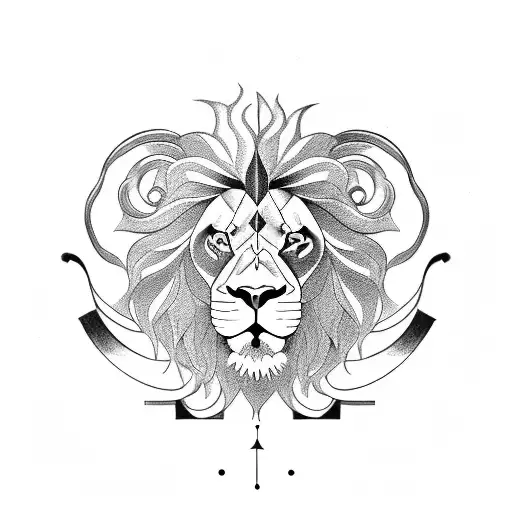 A lion and ram intertwined in a yin-yang symbol tattoo design idea