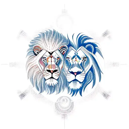A lion and ram intertwined in a yin-yang symbol tattoo design idea
