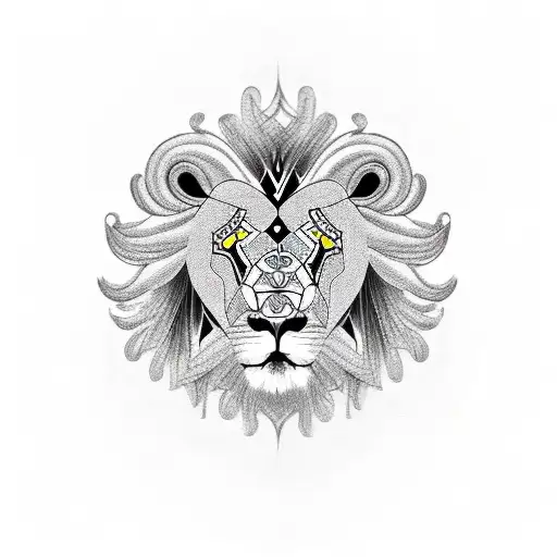 A lion and ram intertwined in a yin-yang symbol tattoo design idea