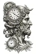 janus roman god, timeless clock, aquarius constellation tattoo design idea