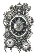 janus, timeless clock, Aquarius constellation tattoo design idea