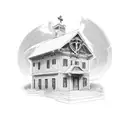 carpenter building house in front of the cross tattoo design idea