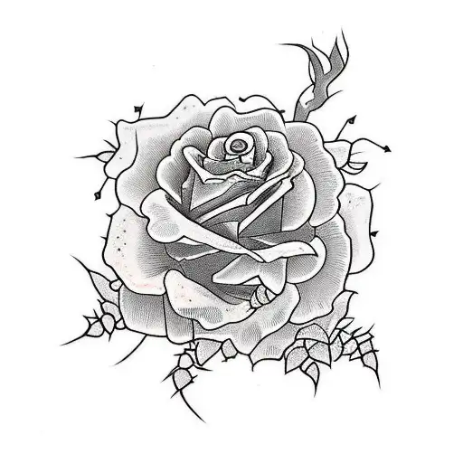 "dying lately" written over wrapped roses with thorns tattoo design idea