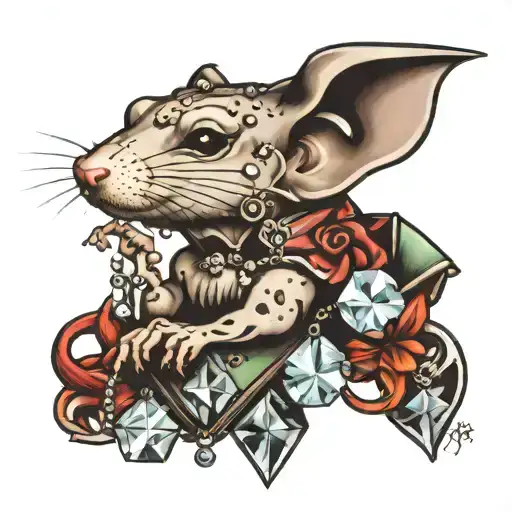 Rat crystals libra tattoo design idea
