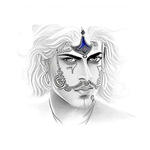 lord karna on 25 year young brown skin men tattoo design idea