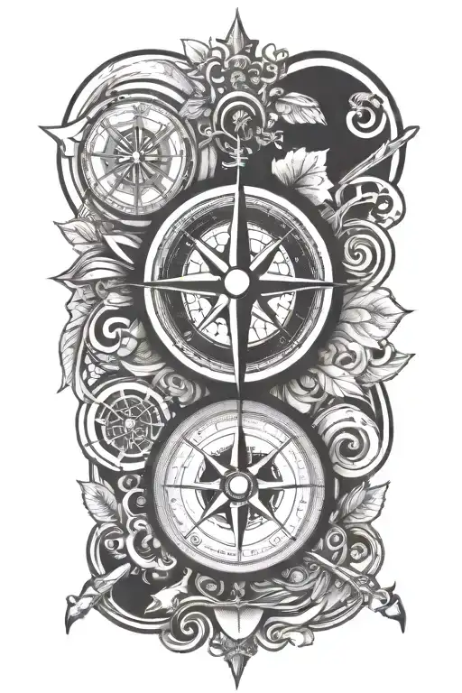 A tattoo design combining a compass and a heart to represent guidance and love for your family and hometown, with a touch of honesty and hard work tattoo design idea