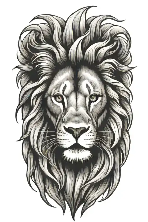 A tattoo design featuring a majestic lion symbolizing strength and loyalty, with a subtle nod to your faith and love for your spouse tattoo design idea