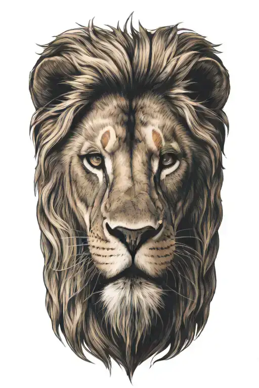 A tattoo design featuring a majestic lion symbolizing strength and loyalty, with a subtle nod to your faith and love for your spouse tattoo design idea