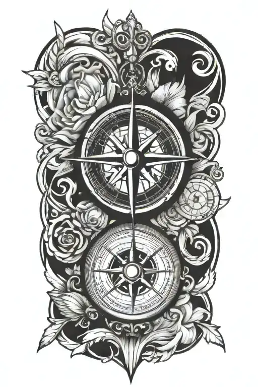 A tattoo design combining a compass and a heart to represent guidance and love for your family and hometown, with a touch of honesty and hard work tattoo design idea