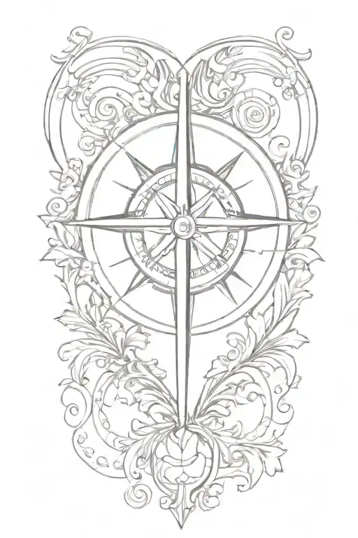 A tattoo design combining a compass and a heart to represent guidance and love for your family and hometown, with a touch of honesty and hard work tattoo design idea