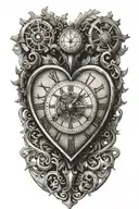 Design a tattoo of a heart intertwined with a clock, representing your dedication to hard work and loyalty to your spouse tattoo design idea