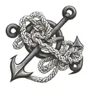 anchor with tangled rope, name Jared tattoo design idea