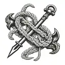 anchor with tangled rope, name Jared tattoo design idea