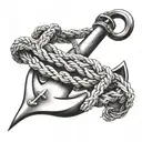 anchor with tangled rope, name Jared tattoo design idea