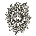 filipino tribal Mixed sun moon tattoo design idea