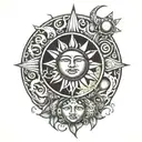 filipino tribal Mixed sun moon tattoo design idea