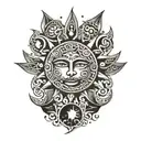 filipino tribal Mixed sun moon tattoo design idea