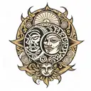 filipino tribal Mixed sun moon tattoo design idea