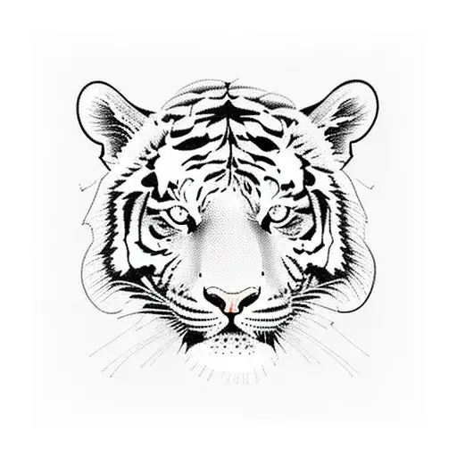 tiger silhouette among trees in forest in optical illusion  tattoo design idea