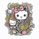 gojo satoru and hello kitty y2k tattoo design idea