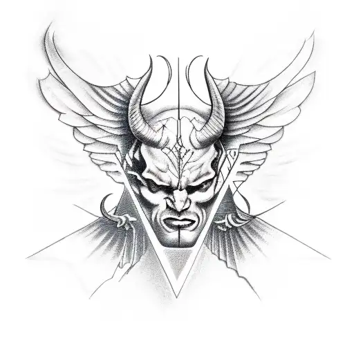 devil with angle wings tattoo design idea