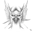 devil with angle wings tattoo design idea
